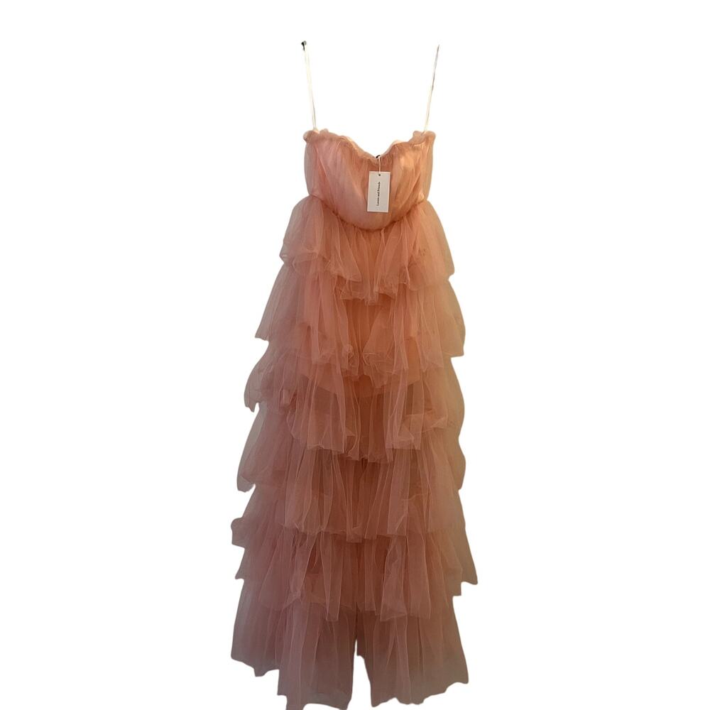 Elegant Pink Strapless Tulle Dress - Picture 2 of 7
